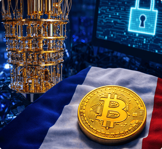 Bitcoin quantique devant écran sécurité France