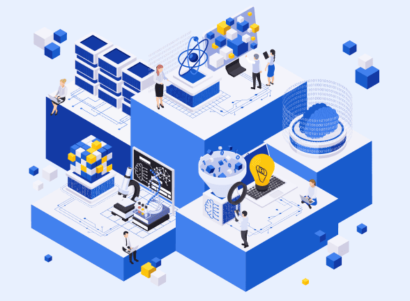 Illustration isométrique intelligence artificielle et données